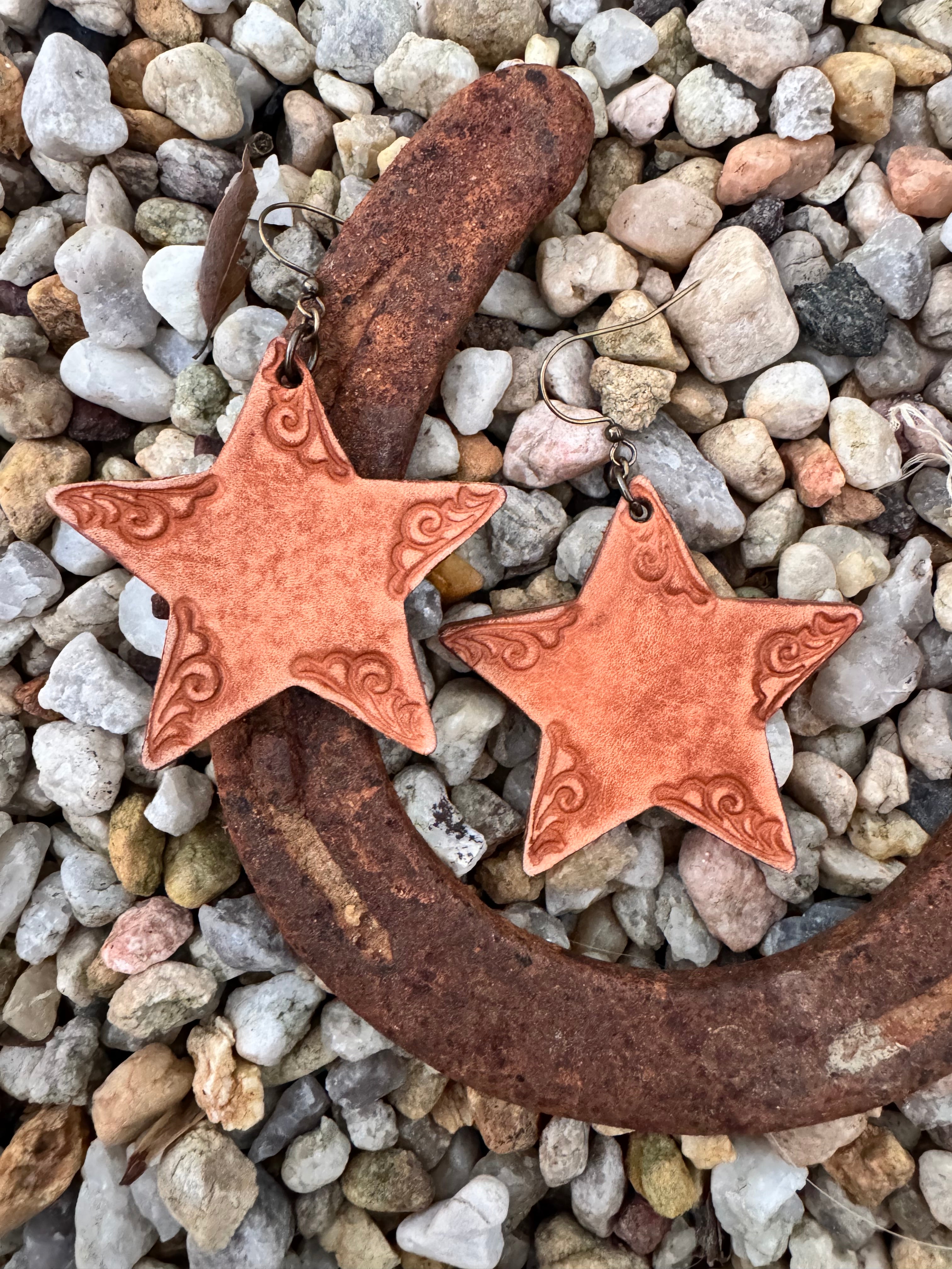 Western Star Leather Earrings