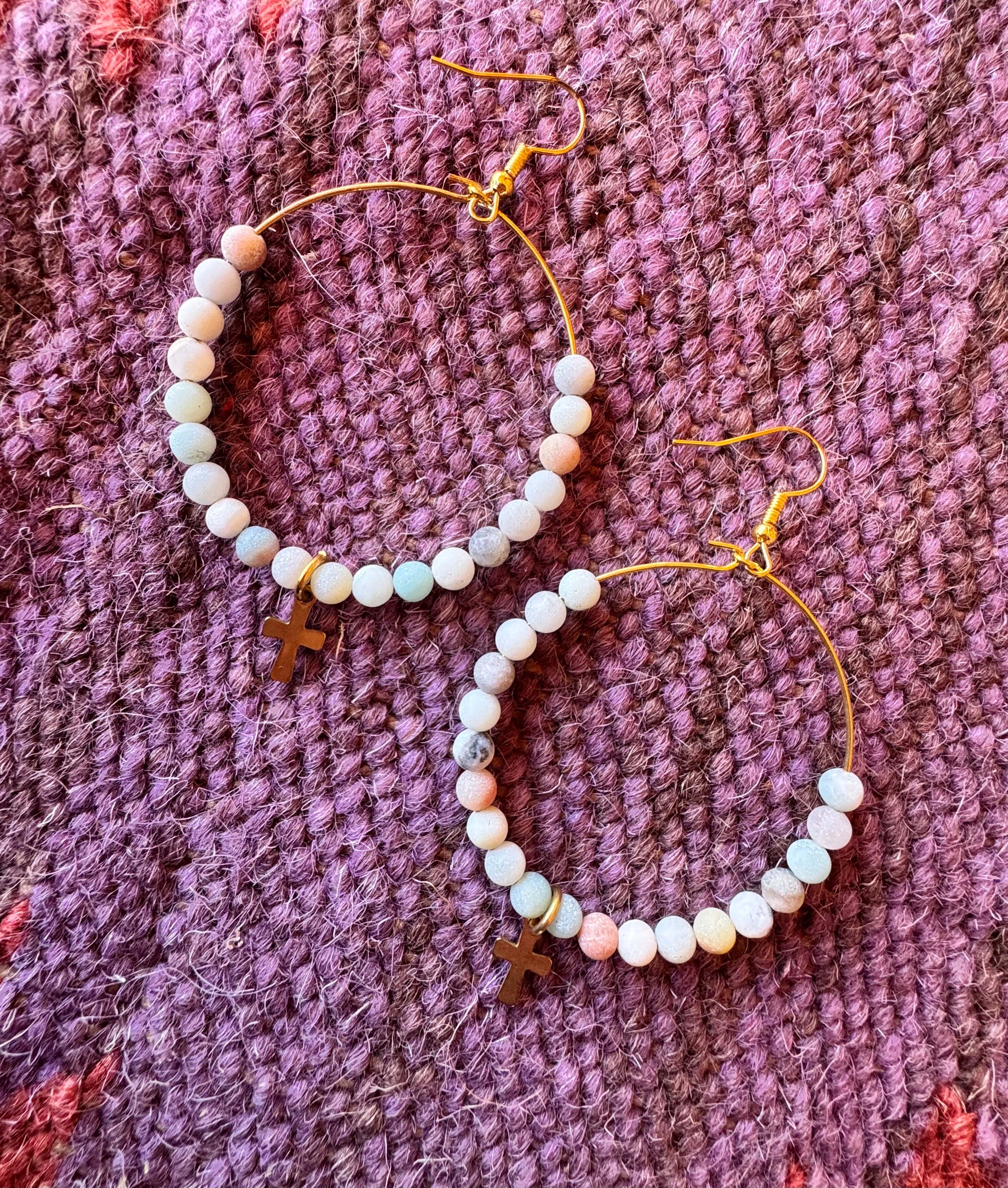 Amazonite Cross Earrings