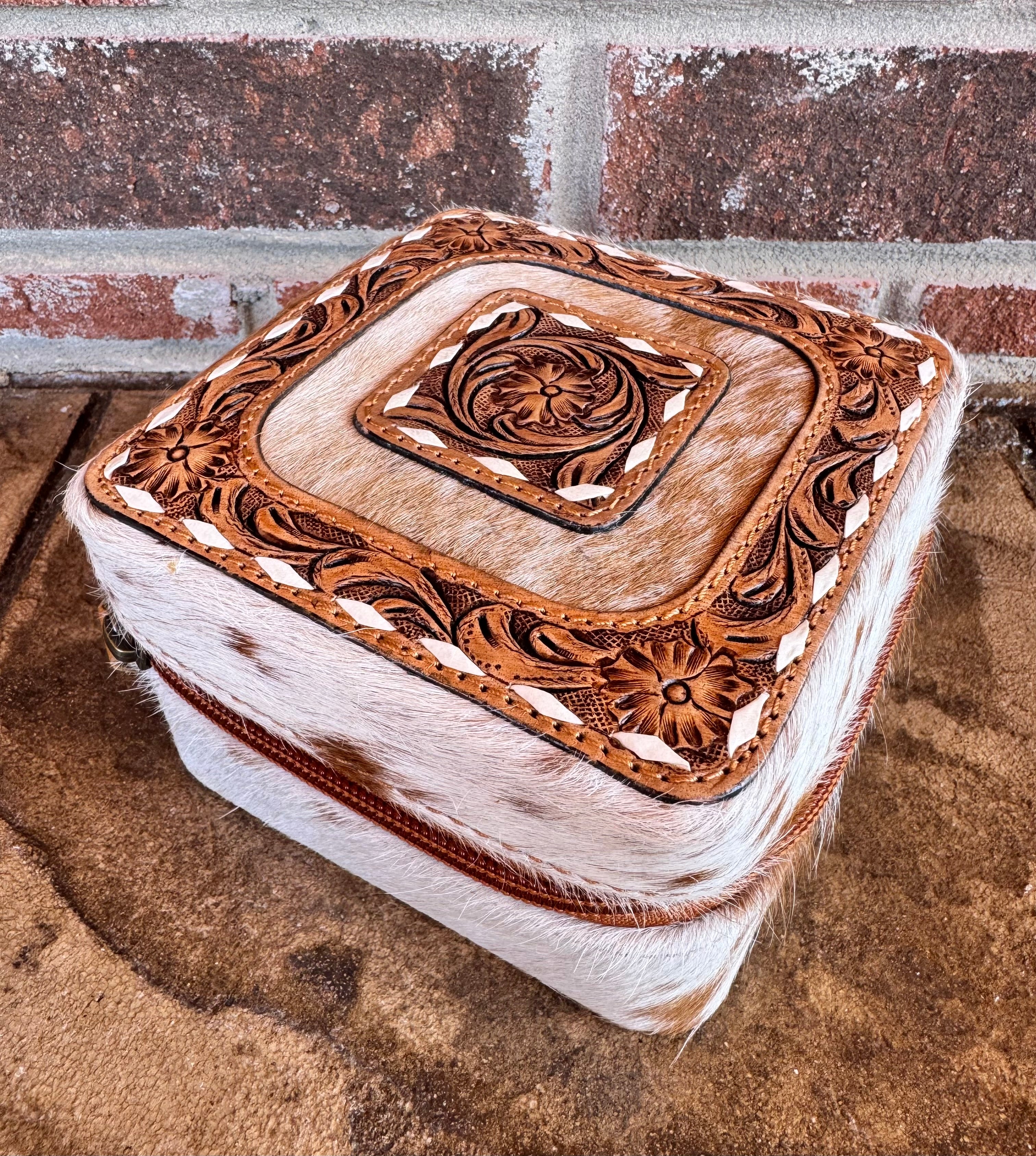 Tooled And Cowhide Jewelry Box