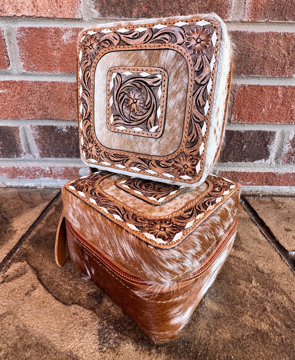 Tooled And Cowhide Jewelry Box