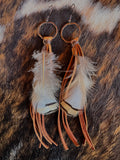 Tan Tassel and Feather Earrings