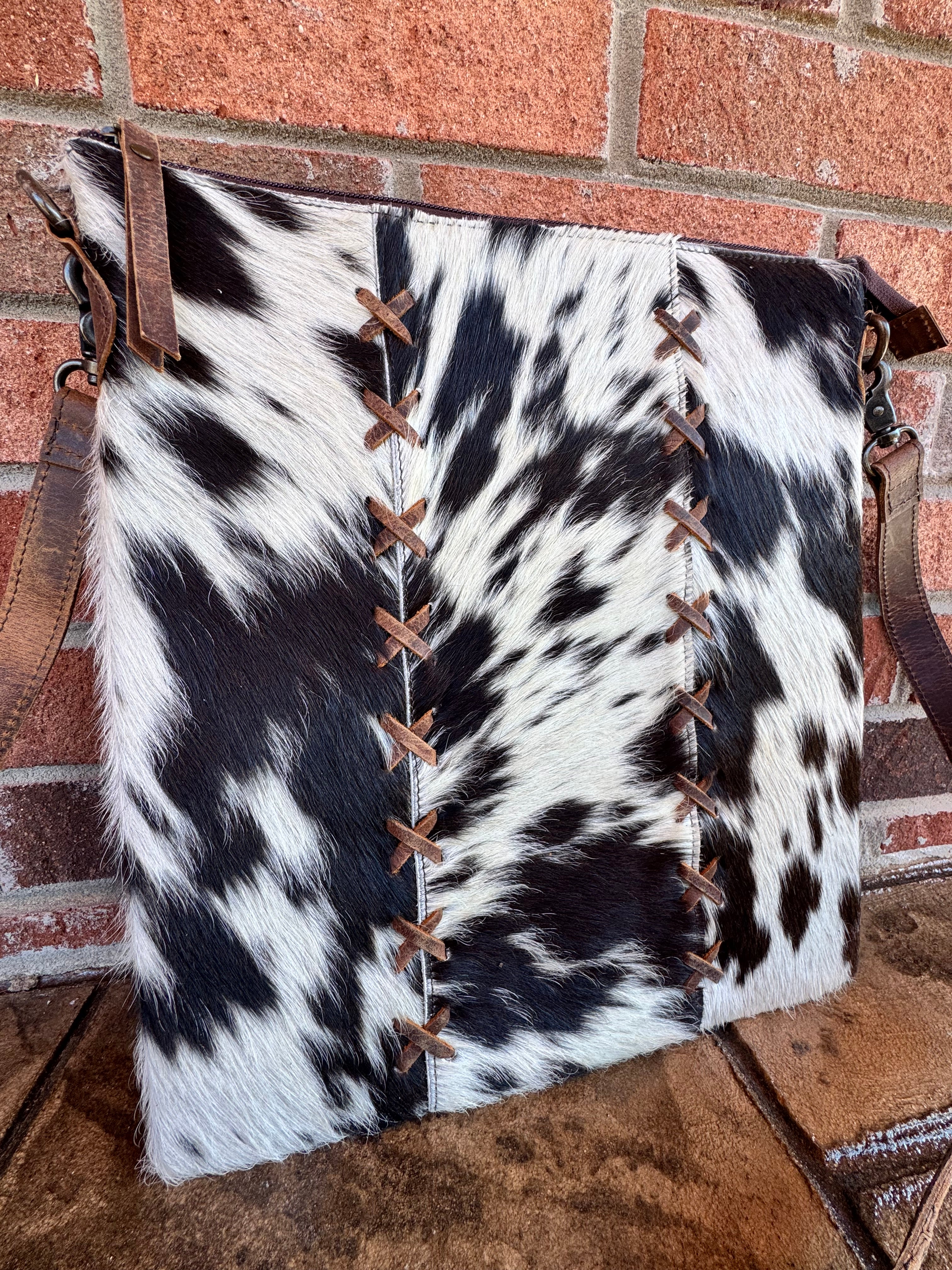 Rustic Leather And Cowhide Bag