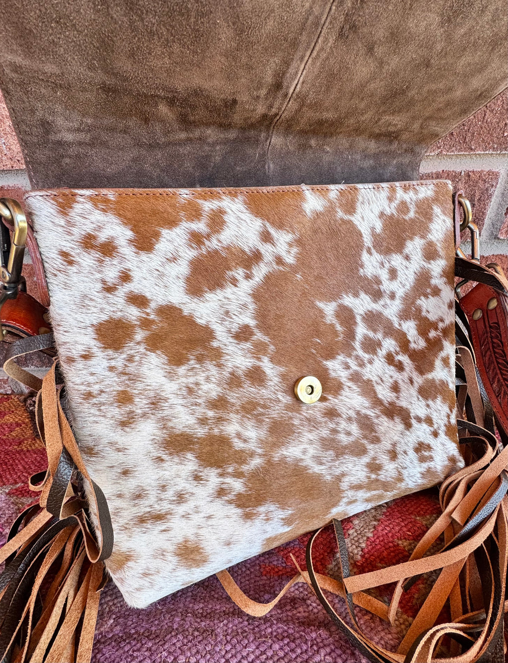 Tooled Leather Fringe Crossbody