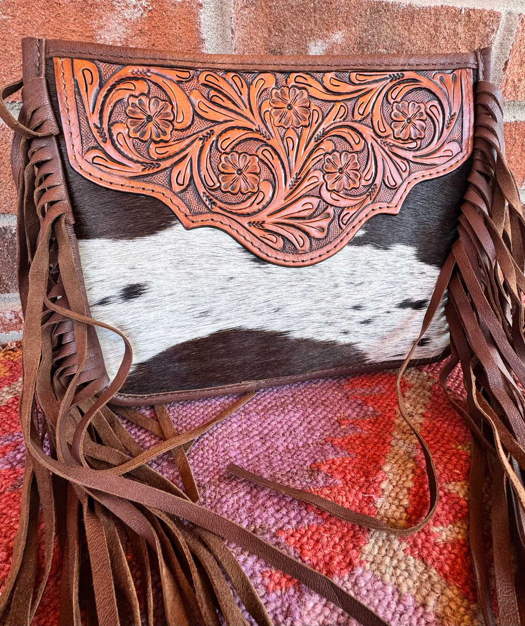 Fringe Cowhide Crossbody