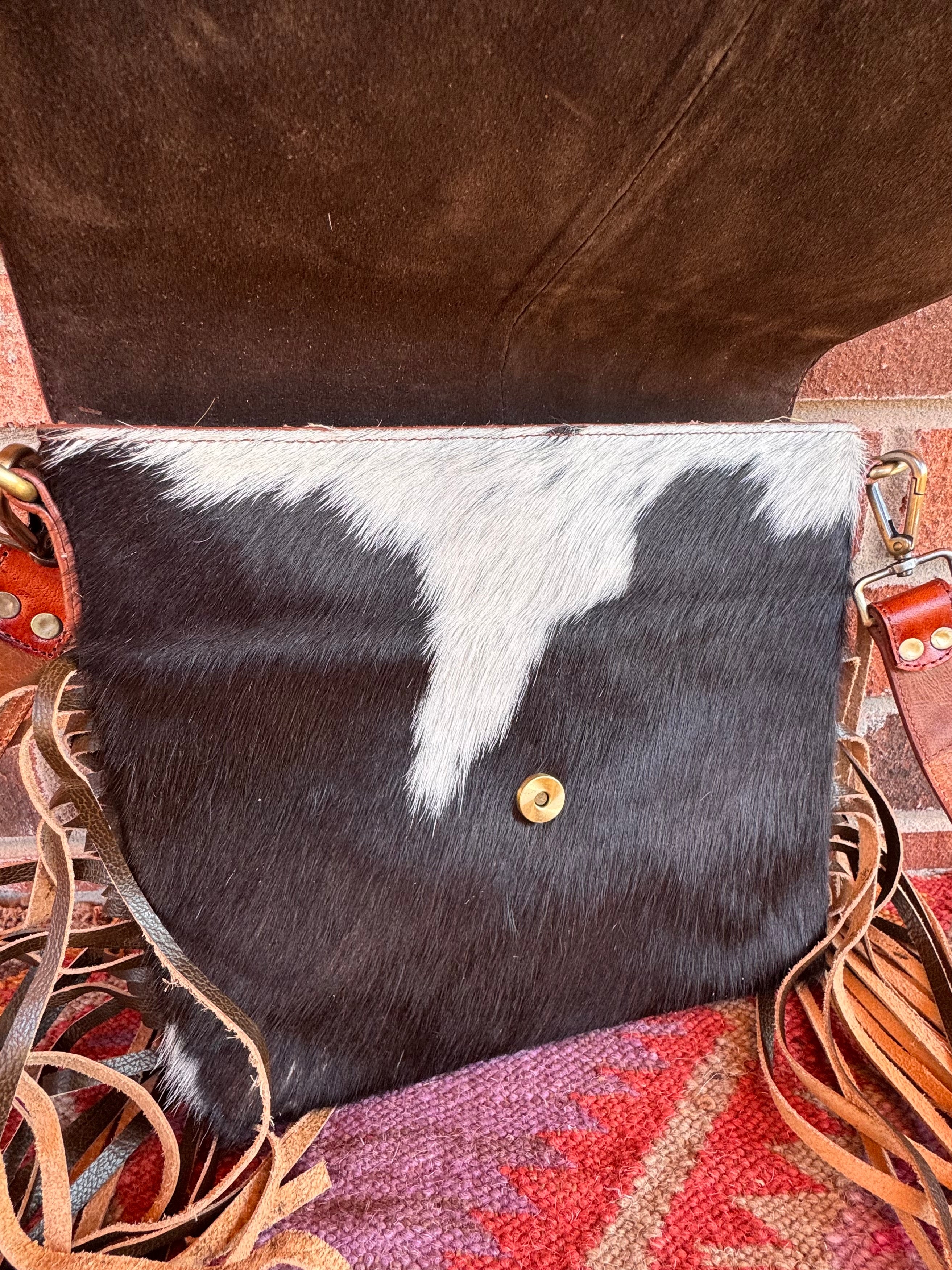 Tooled Leather Fringe Crossbody