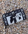 Black Leather Cross Stitched Wallet
