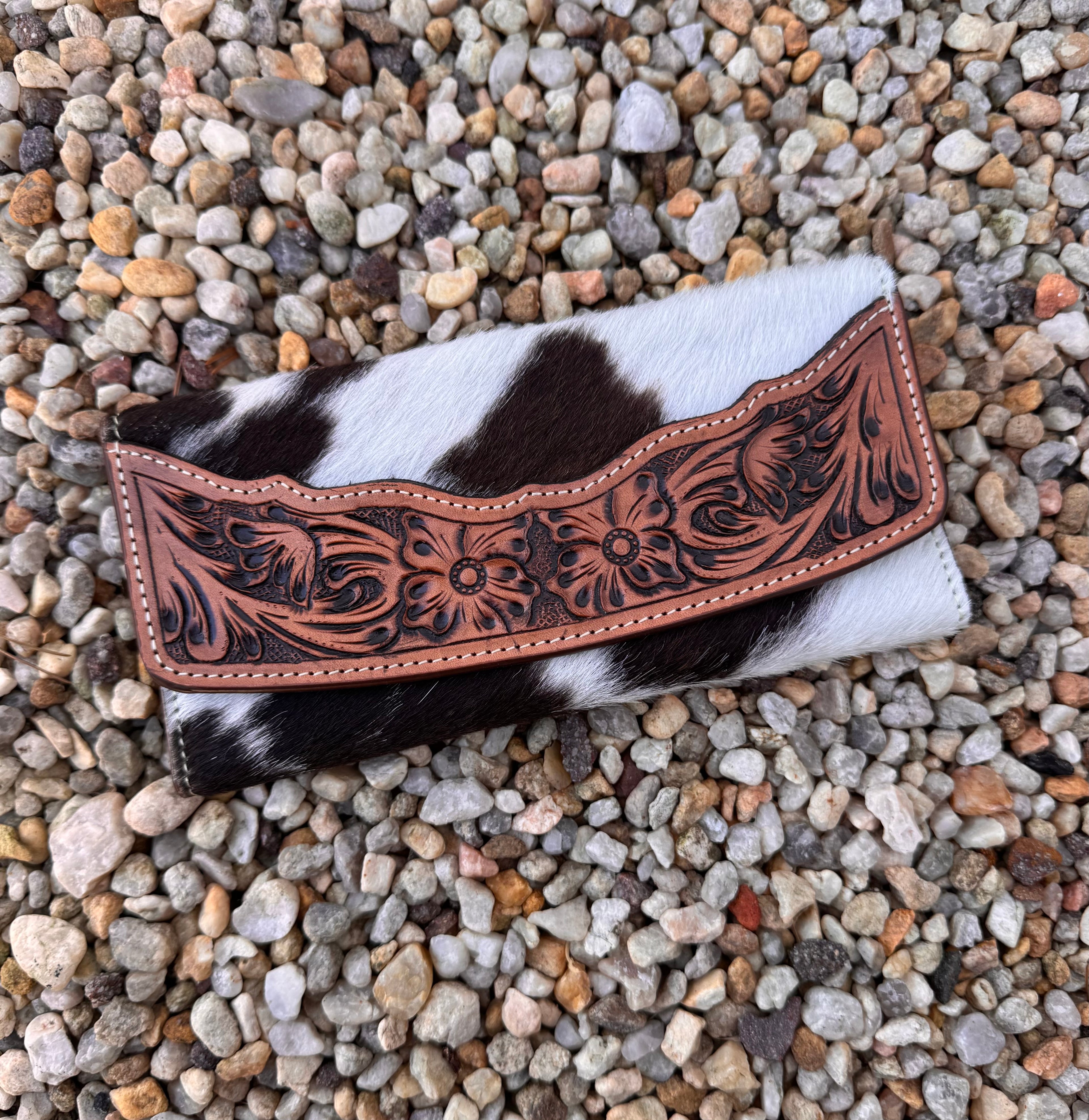 Chocolate and White Cowhide Wallet