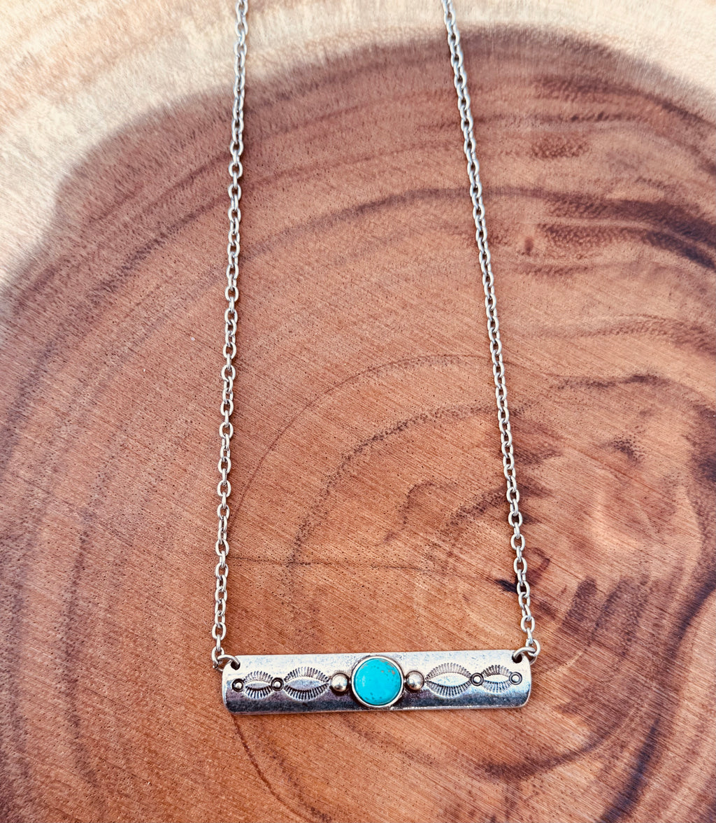 Aztec Metal Bar Necklace