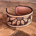 Sunflower Tooled Leather Cuff