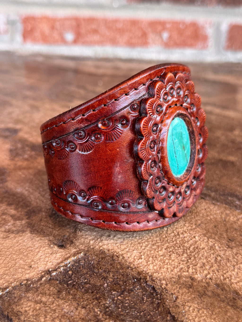 Turquoise Leather Cuff