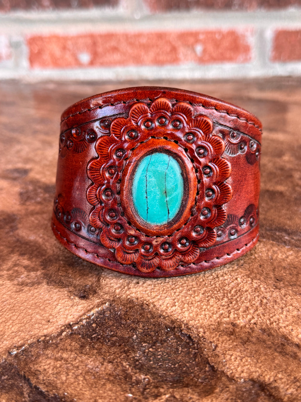 Turquoise Leather Cuff