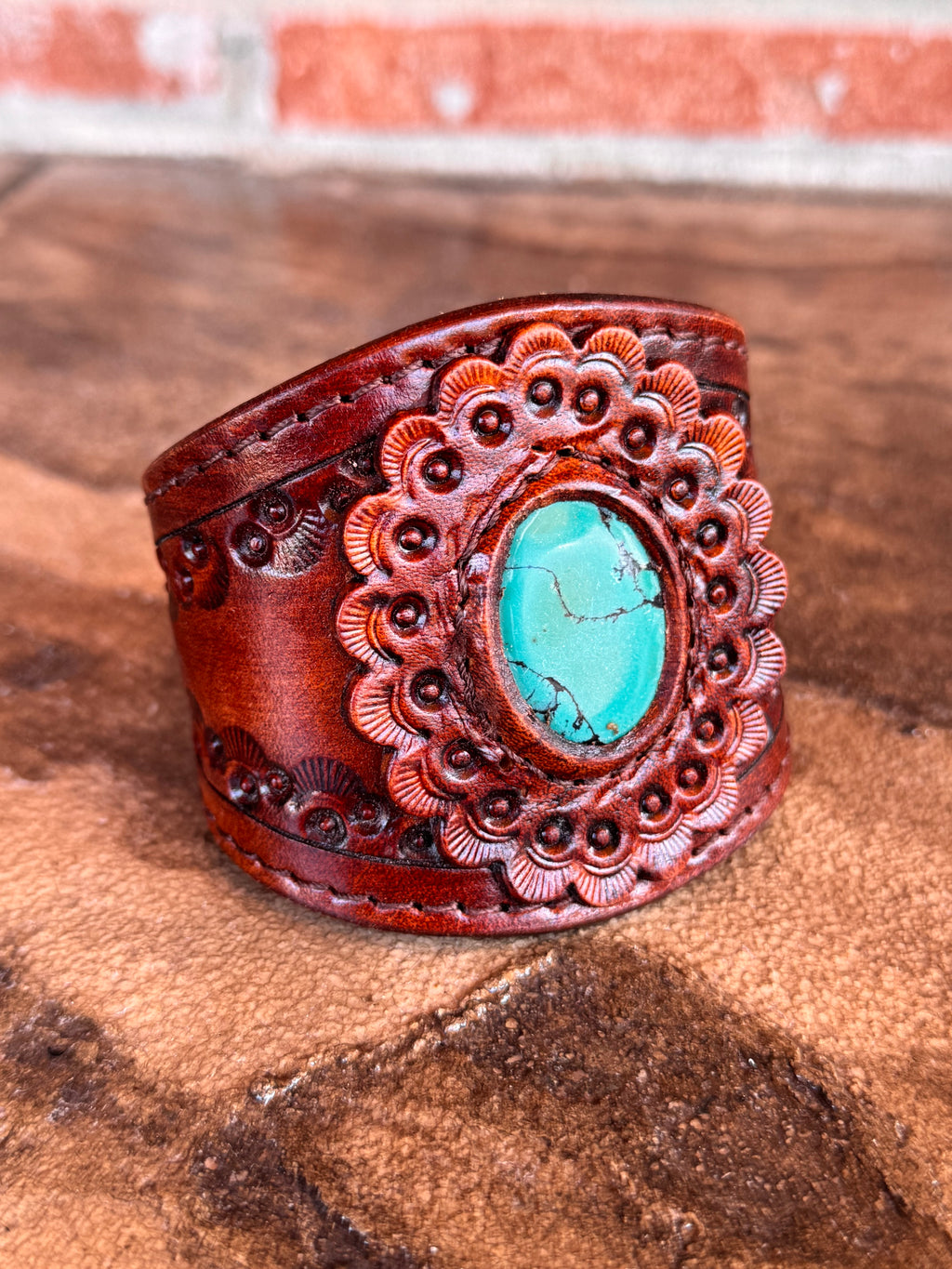 Turquoise Leather Cuff