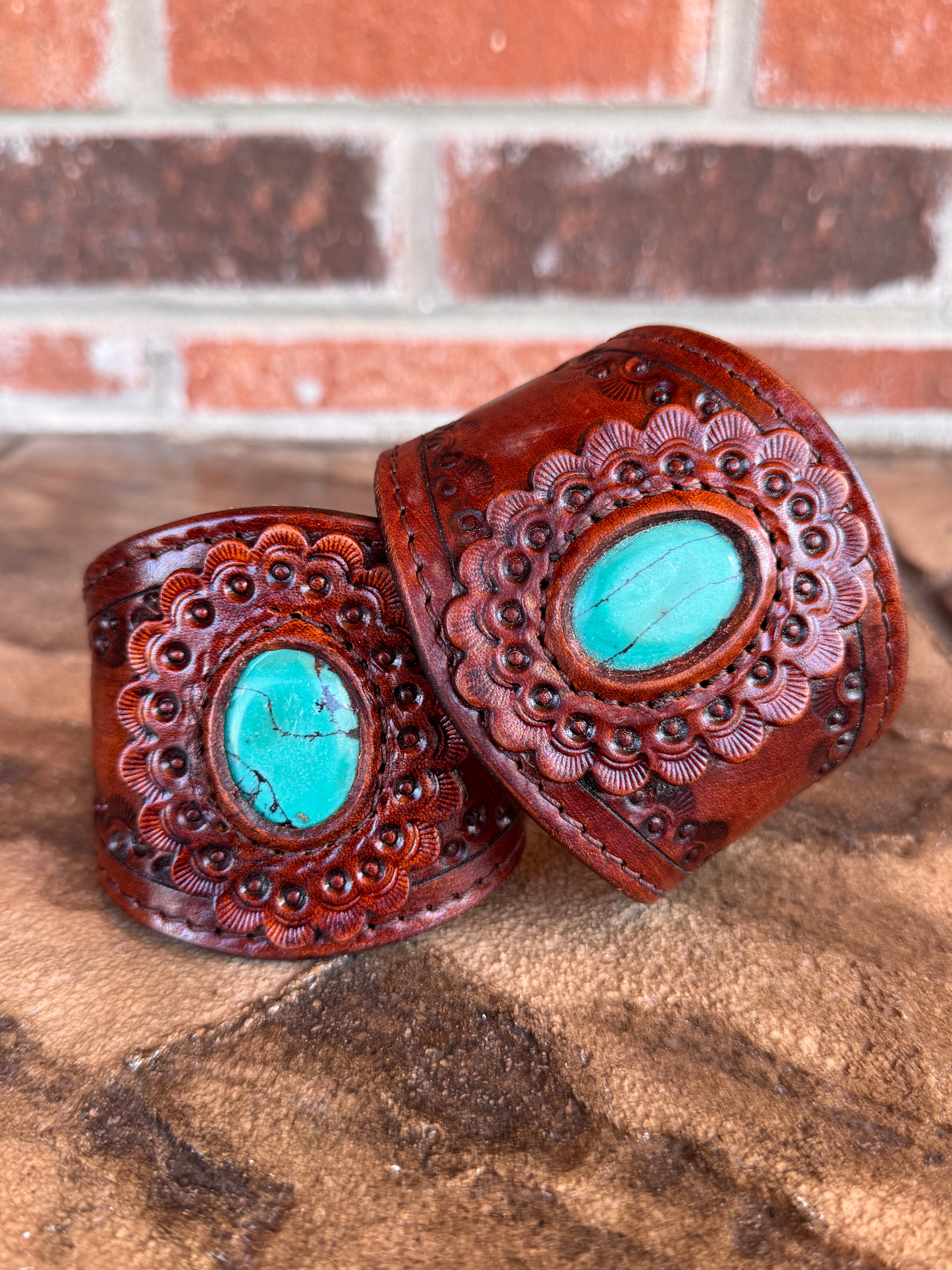 Turquoise Leather Cuff