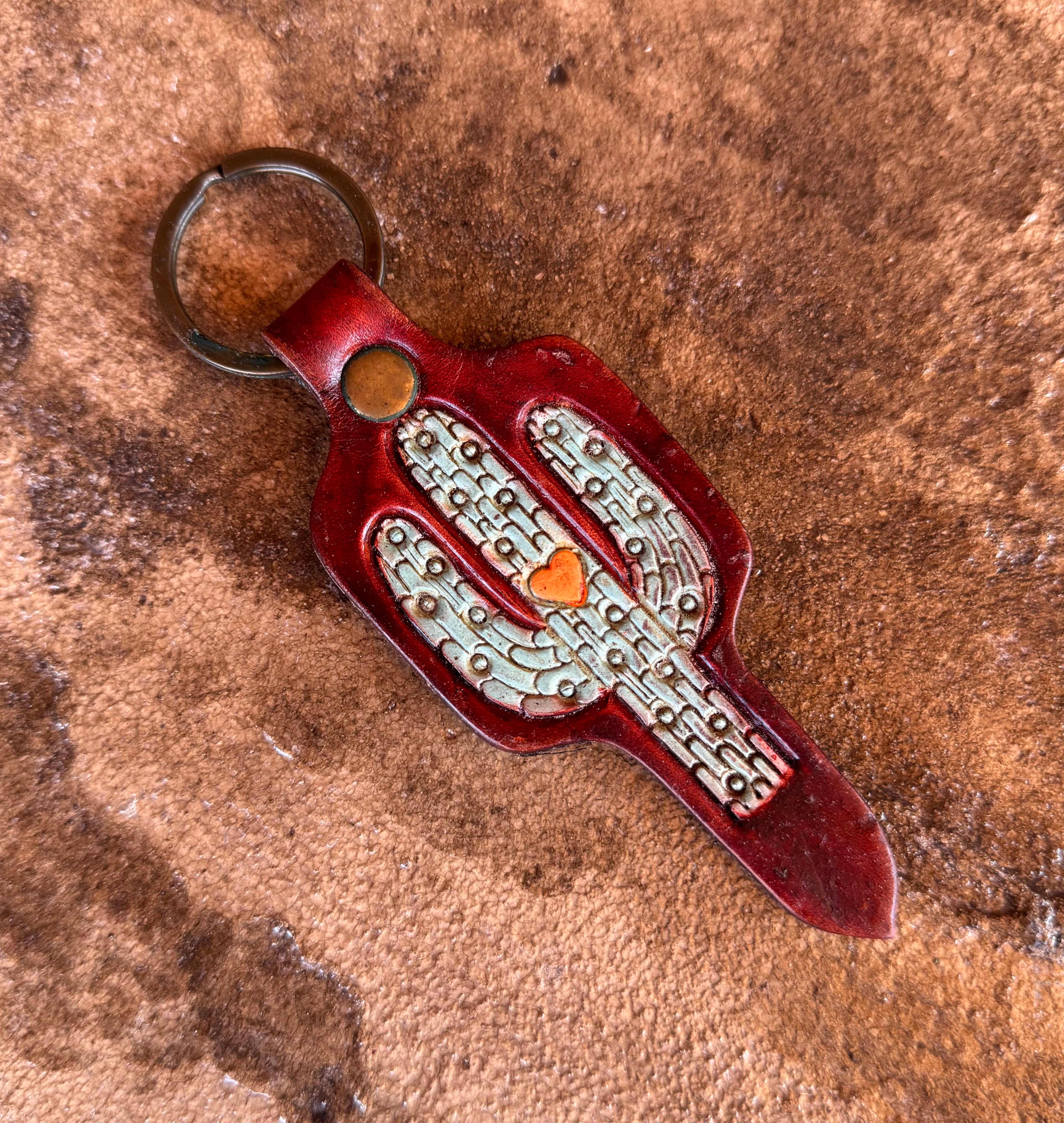 Cactus Leather Keychain