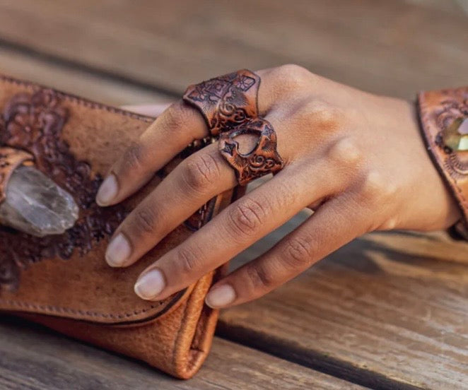 Leather Heart Ring (Antique Brown)