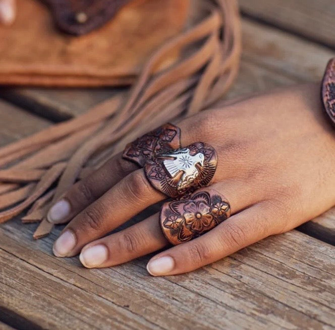 Leather Thunderbird Ring (Antique Brown)