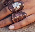 Leather Flower Mandala Ring