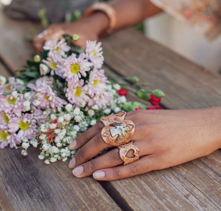 Leather Thunderbird Ring (Palomino)