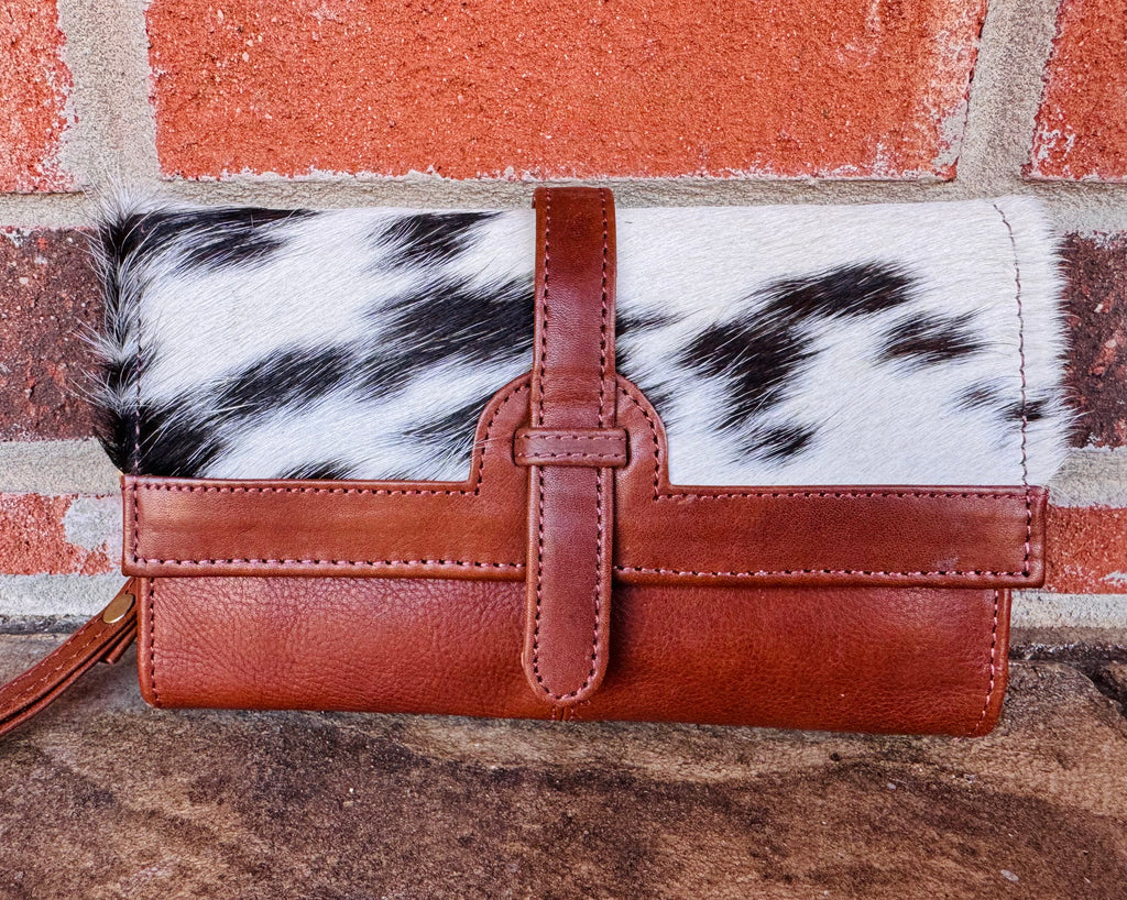 Cowhide And Leather Wallet/Wristlet