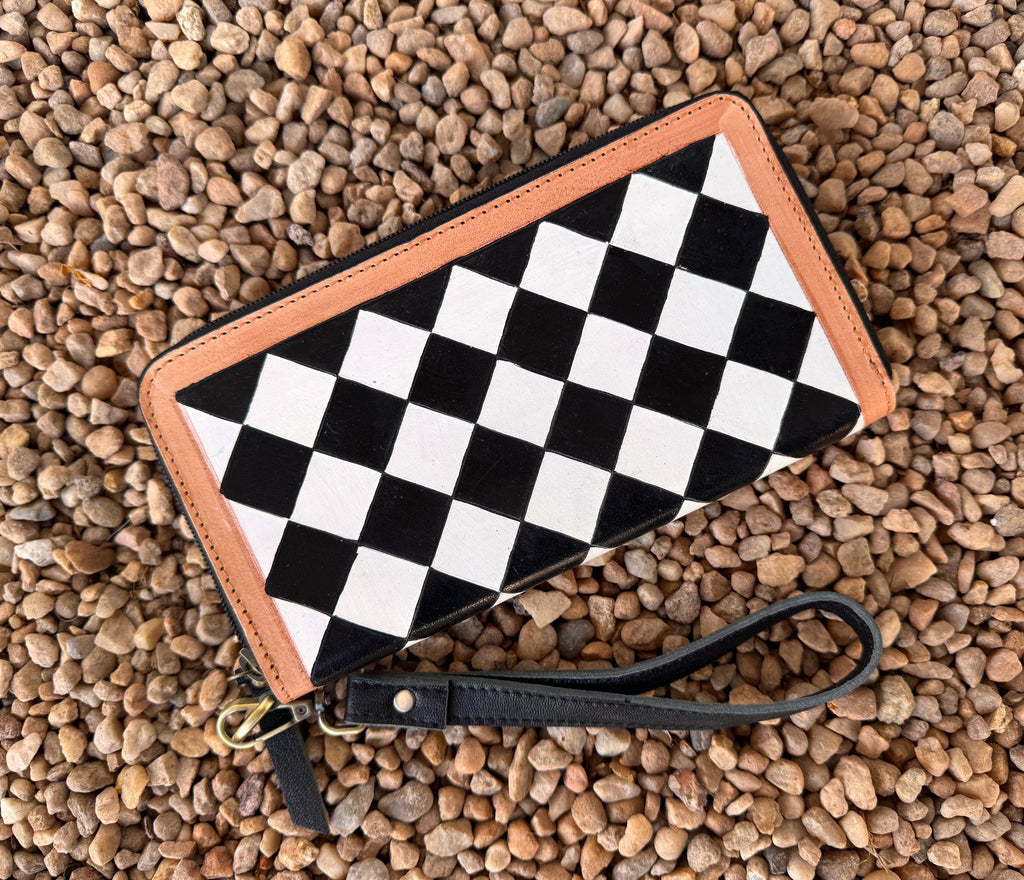 Checkered Leather Wallet