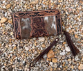Cowhide and Tooled Flower Wallet