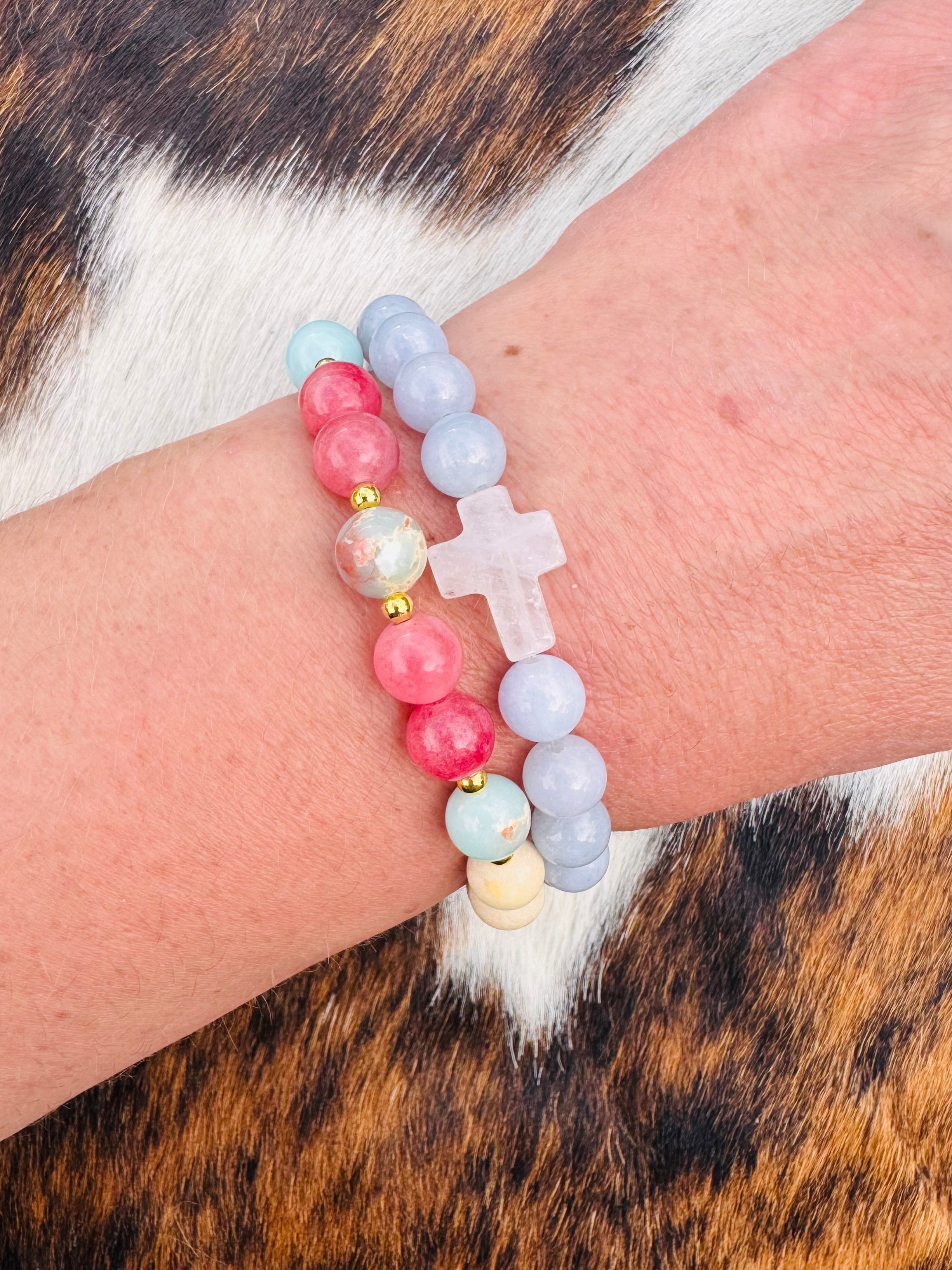 Aquamarine Cross Bracelet