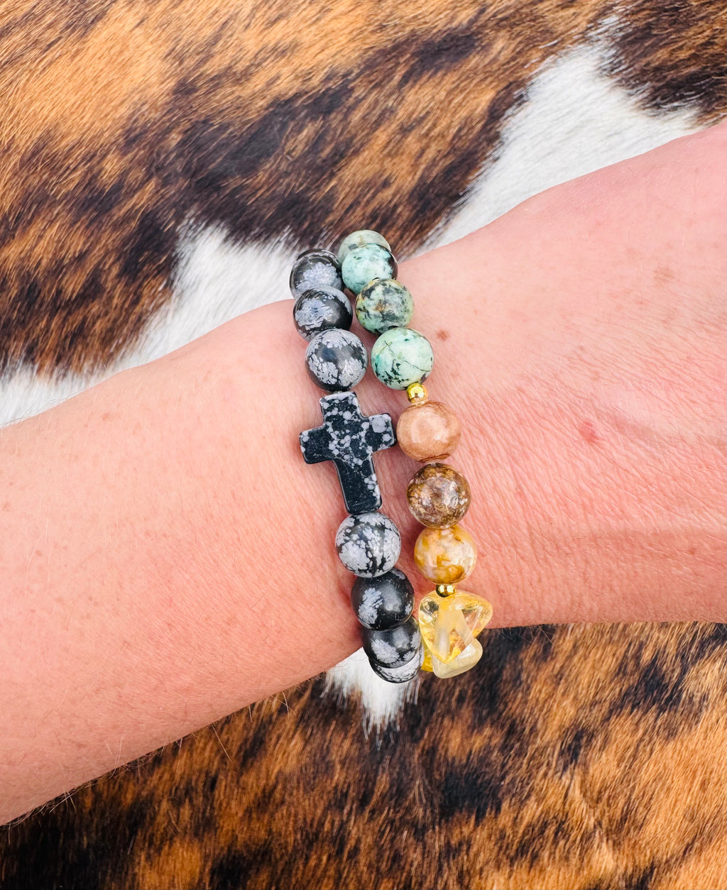Obsidian Cross Bracelet