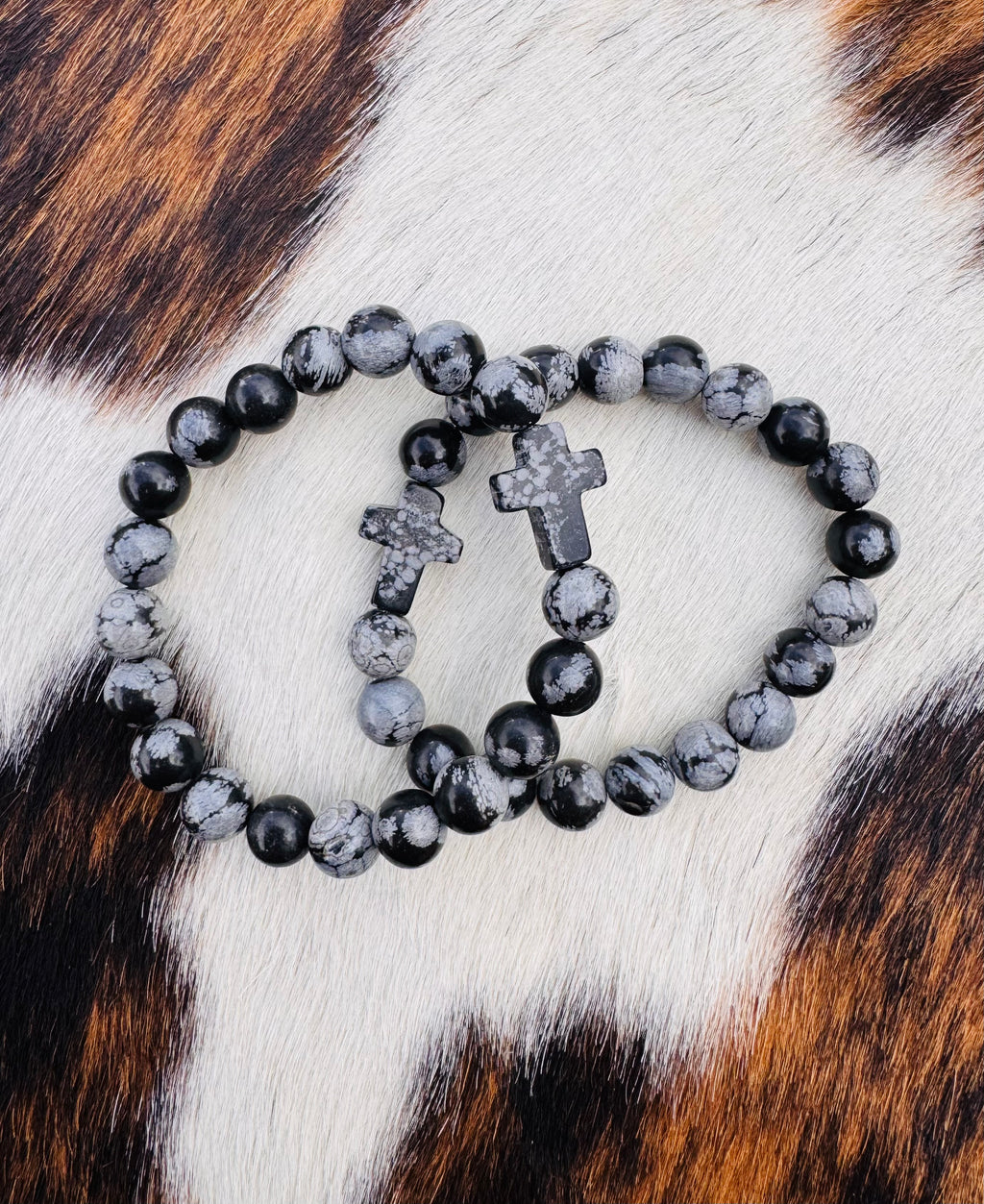 Obsidian Cross Bracelet