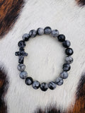 Obsidian Cross Bracelet