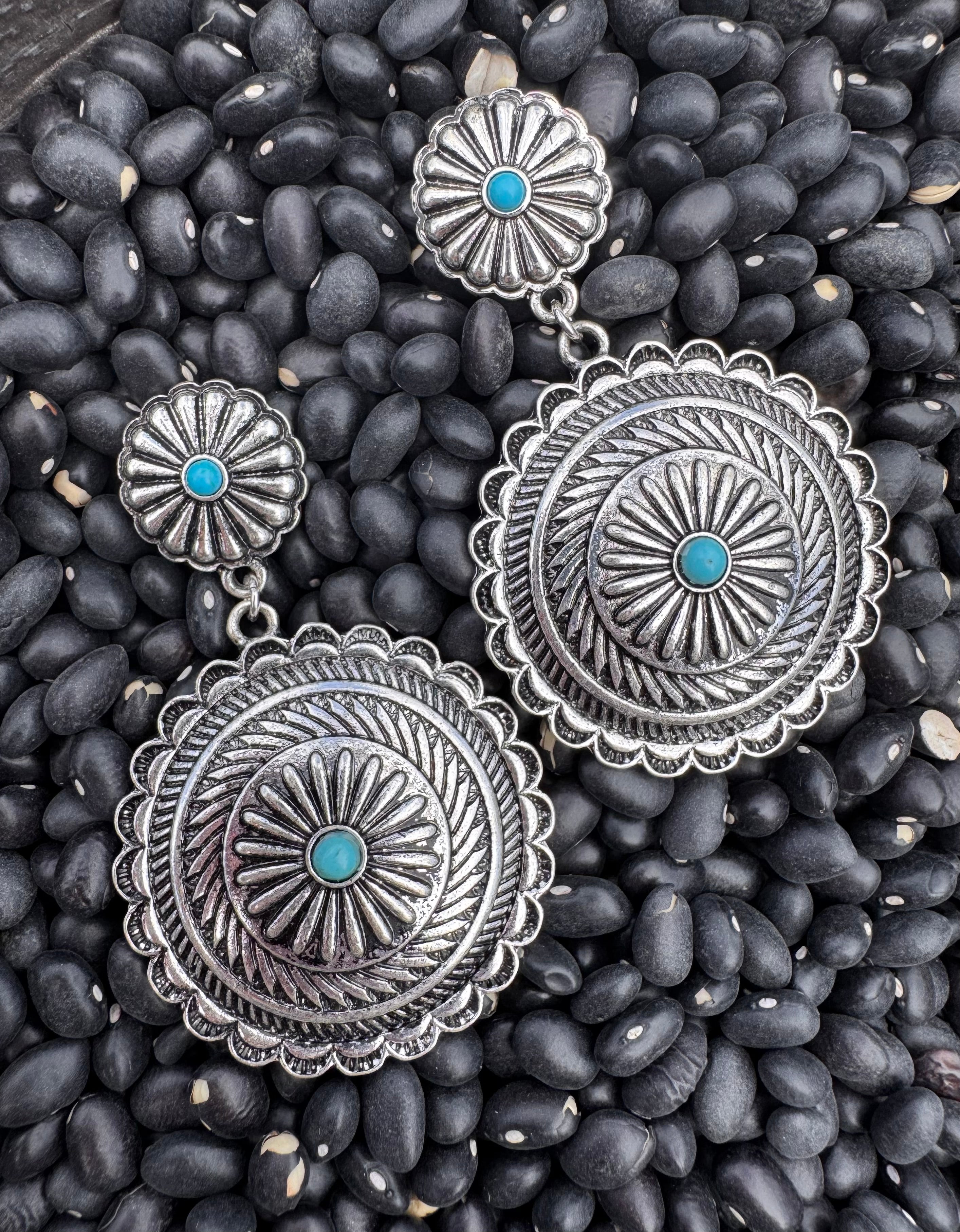 Western Round Concho Earrings