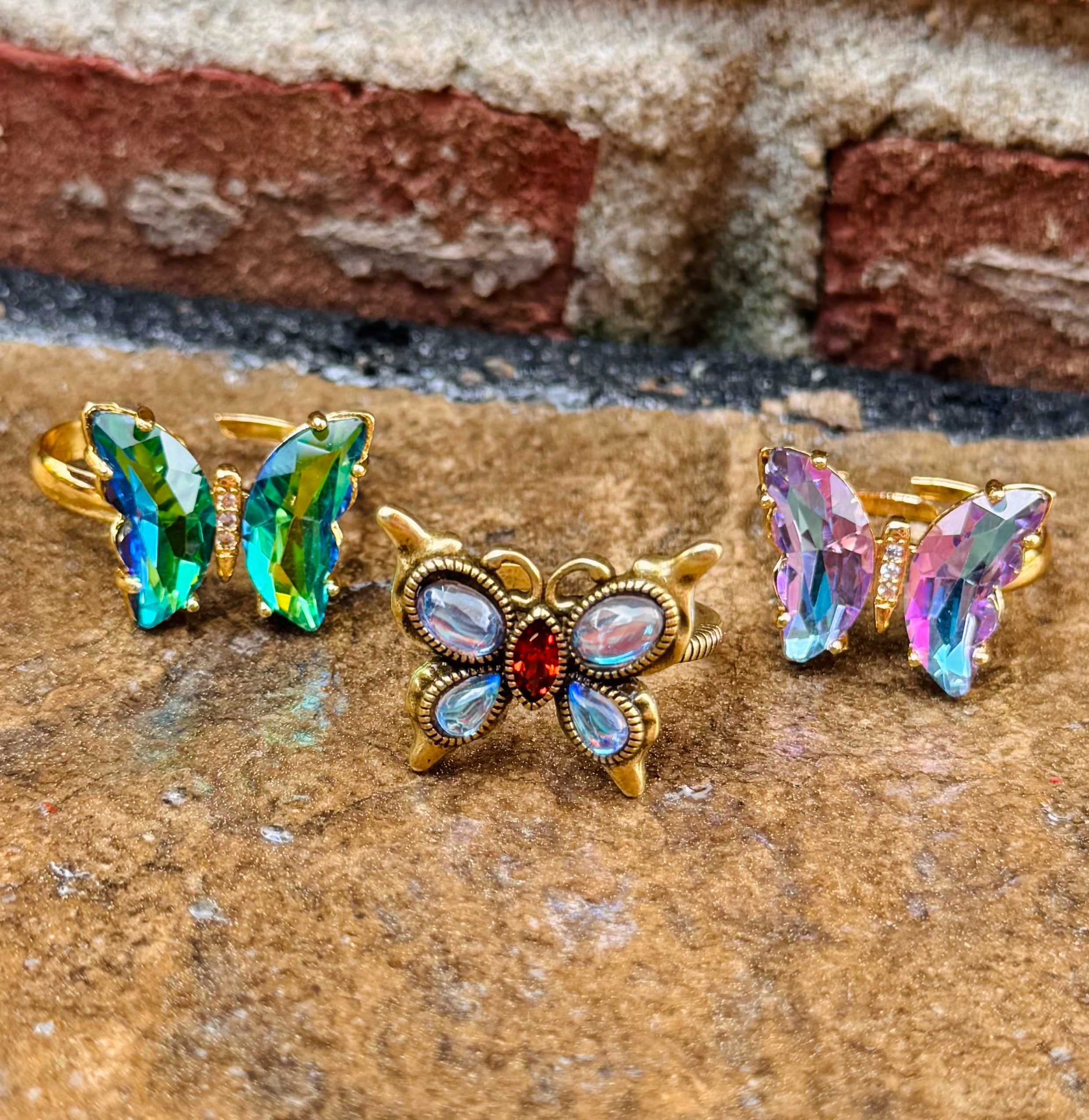 Glass Butterfly Ring