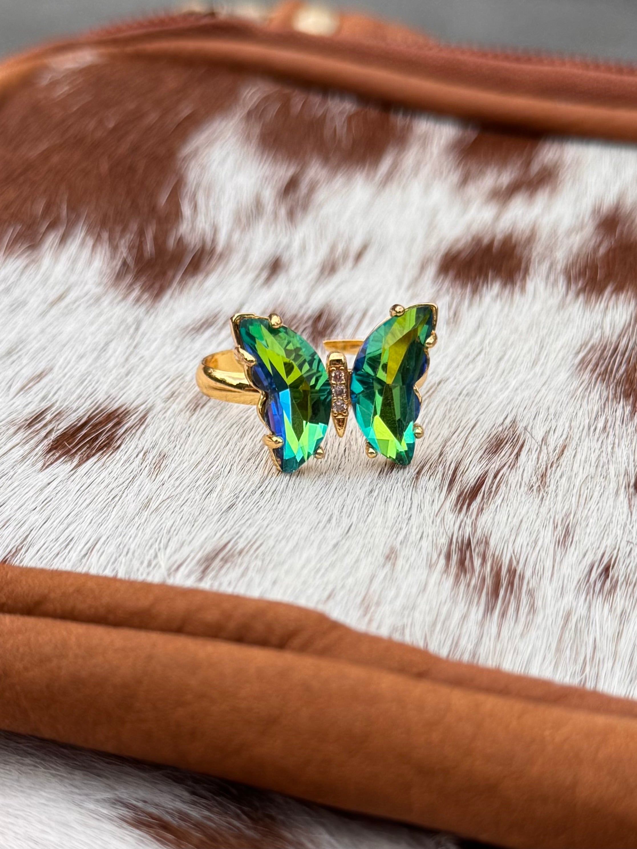Glass Butterfly Ring
