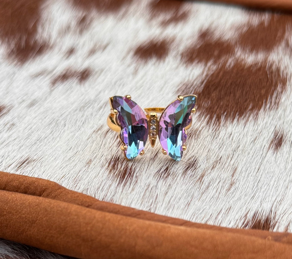 Glass Butterfly Ring