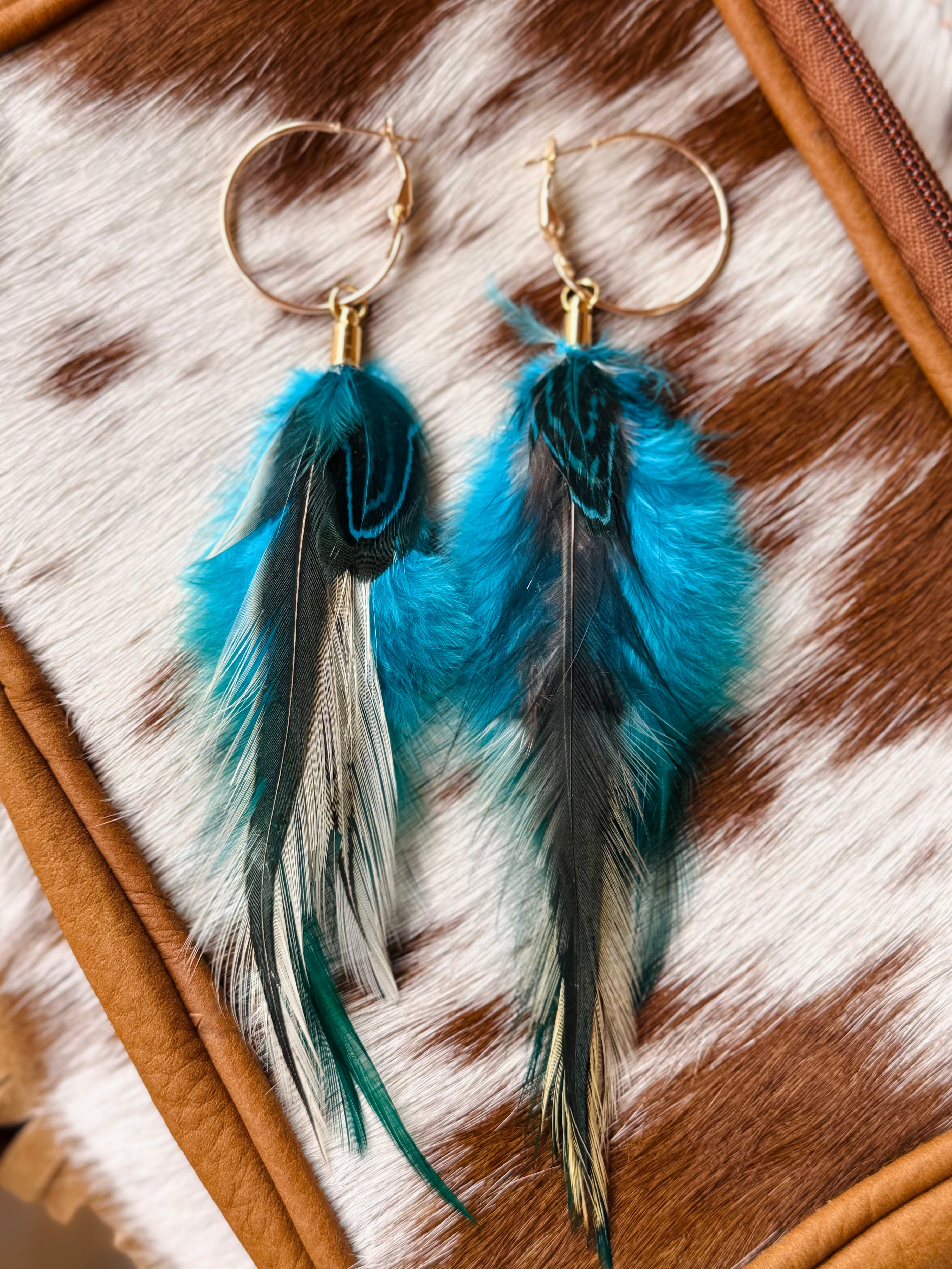 Turquoise Feather Earrings