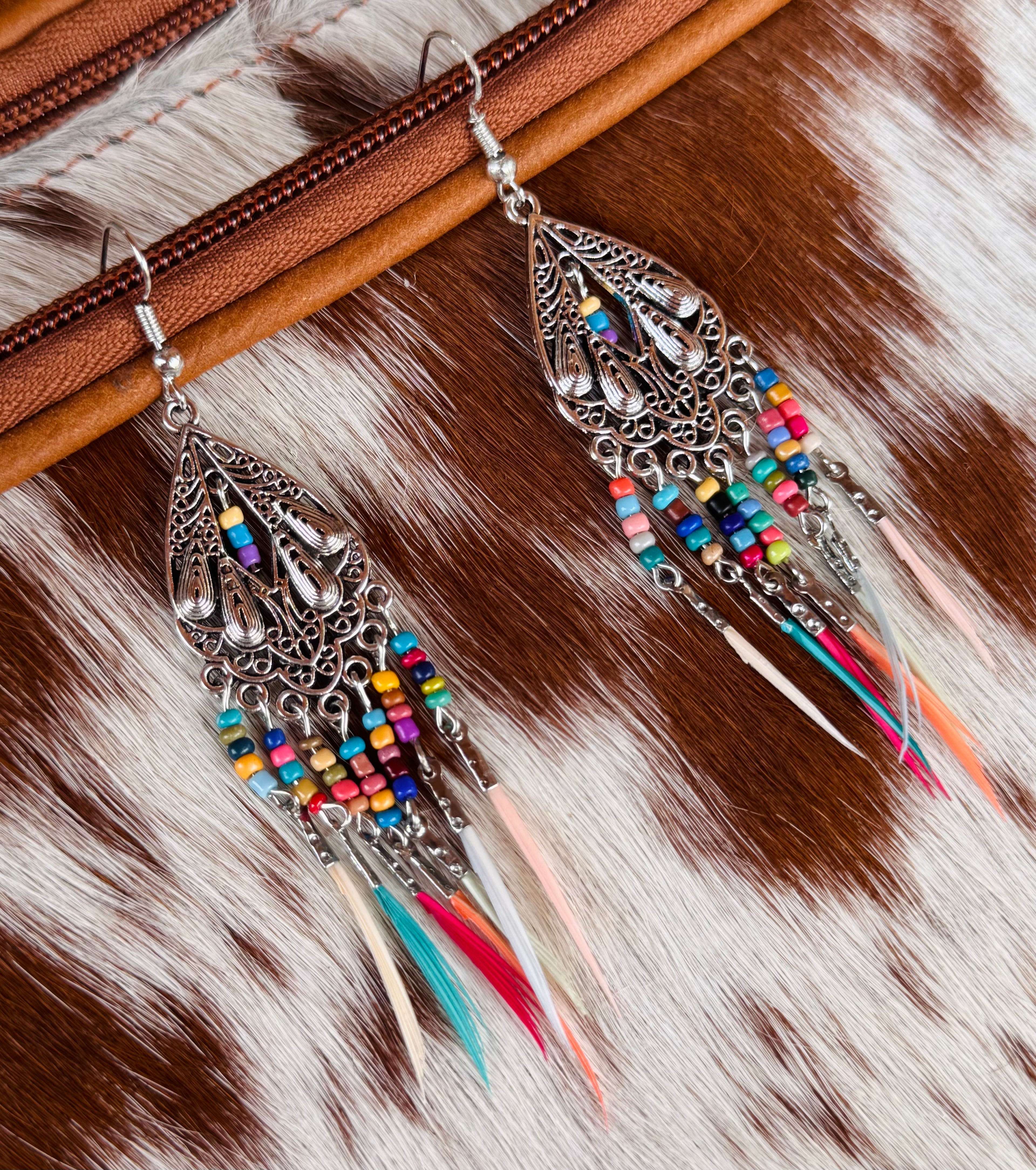 Colorful Feather Tassel Earrings