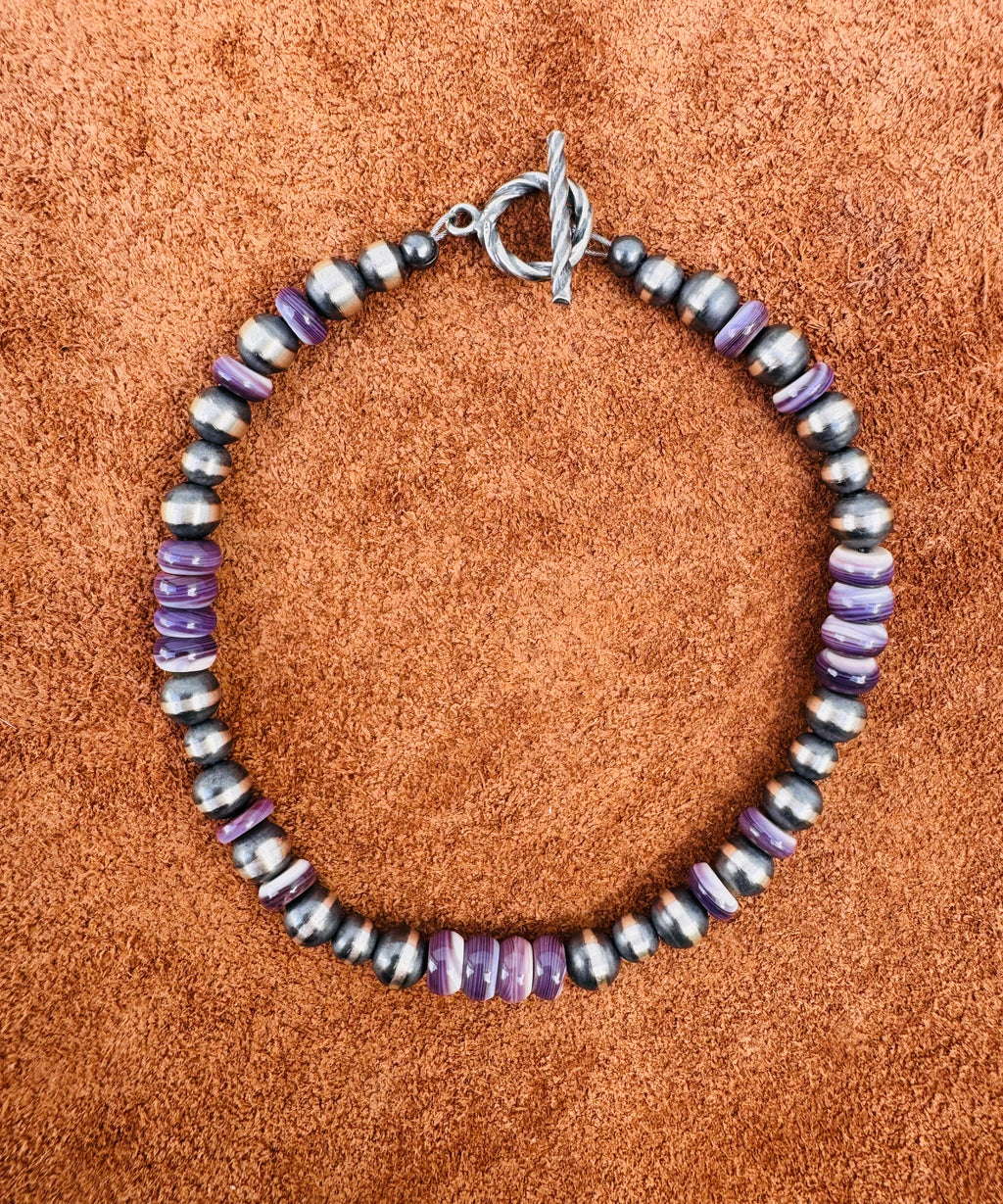 Navajo Pearl and Purple Spiney Oyster Bracelet