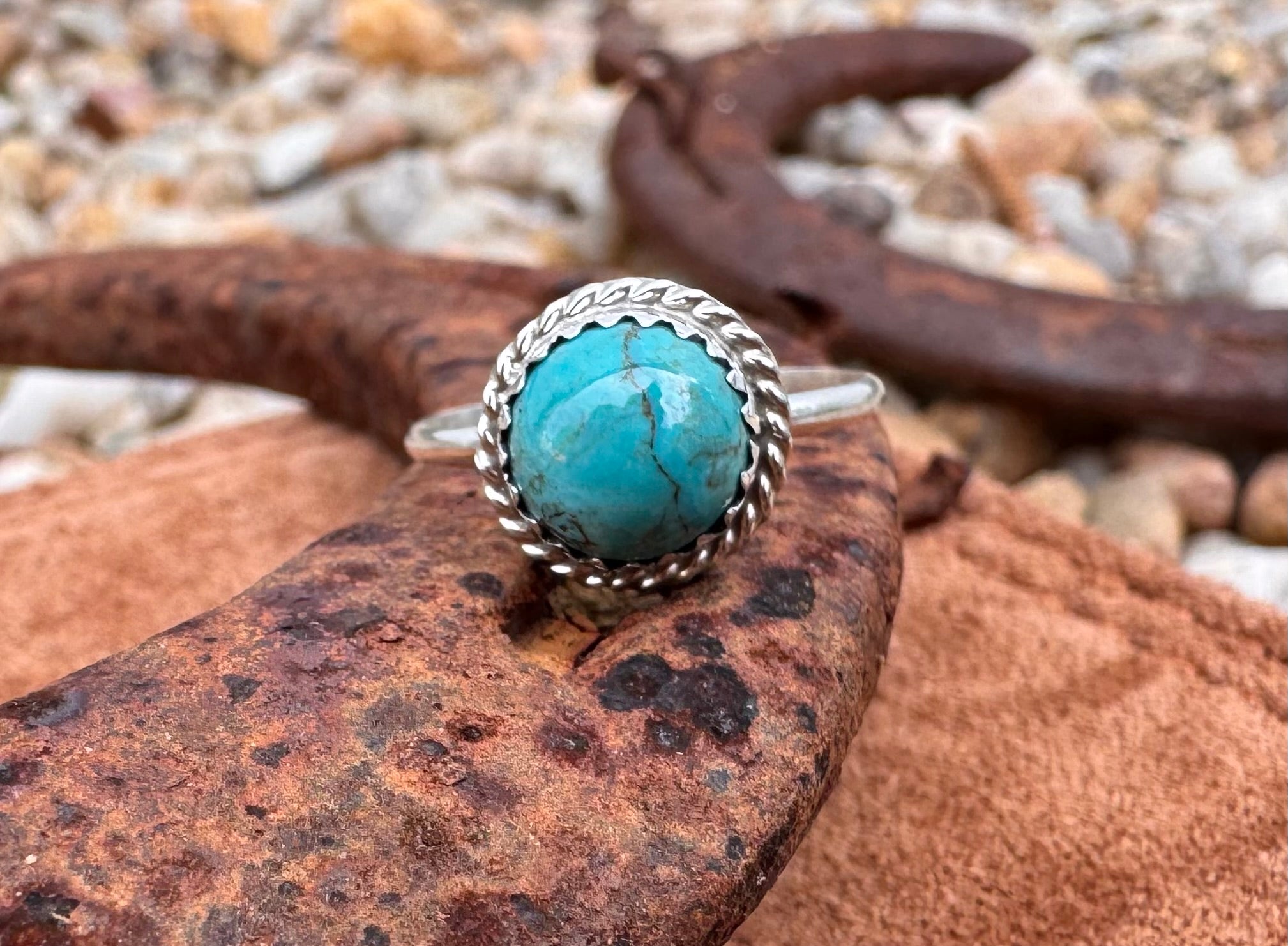 Sterling Silver Round Turquoise Ring