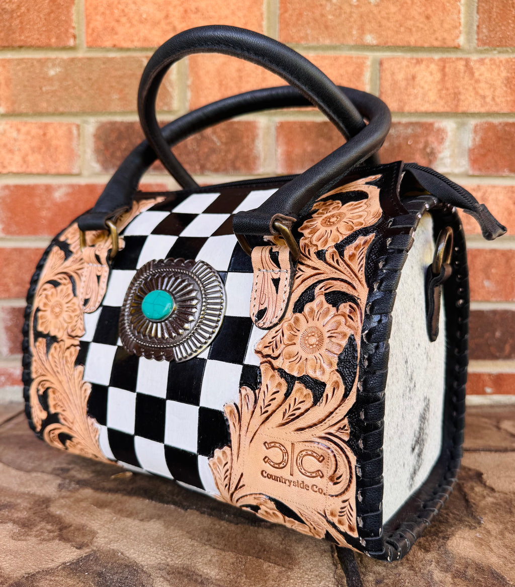 Checkered With Turquoise Accent Speedy