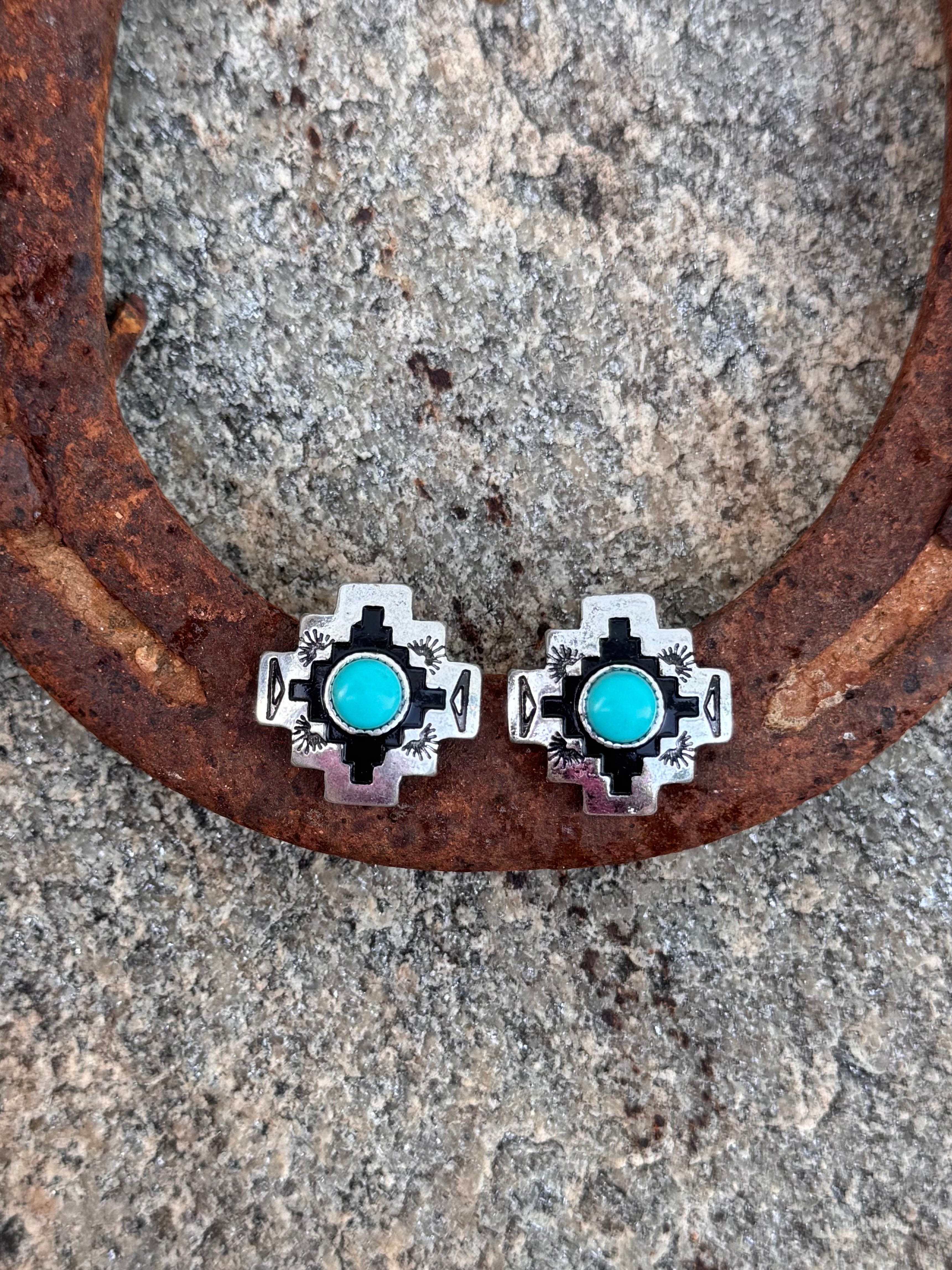 Cross Aztec Stud Earrings
