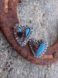 Western Turquoise Heart Stud Earrings
