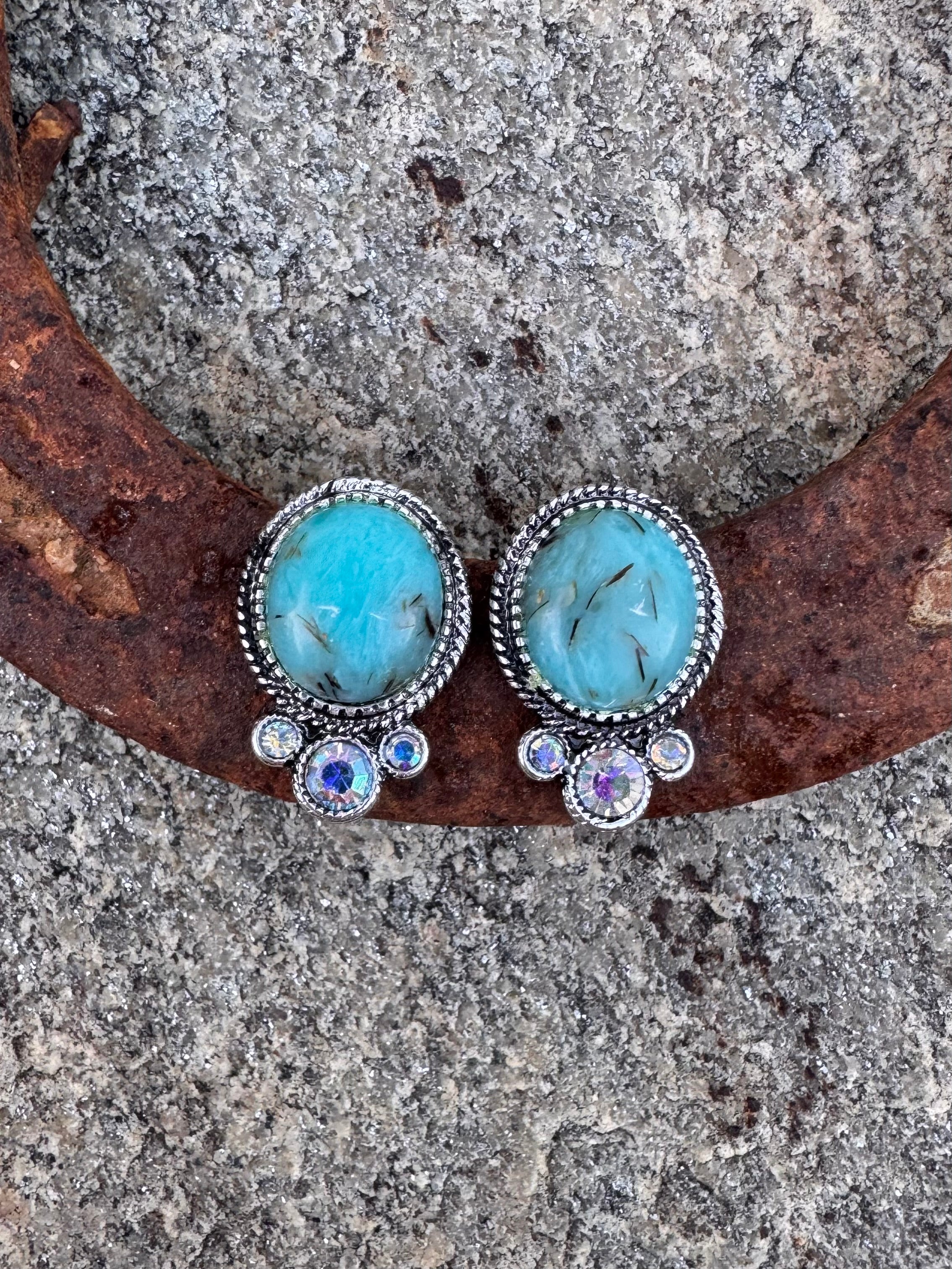 Oval Turquoise Stud Earrings