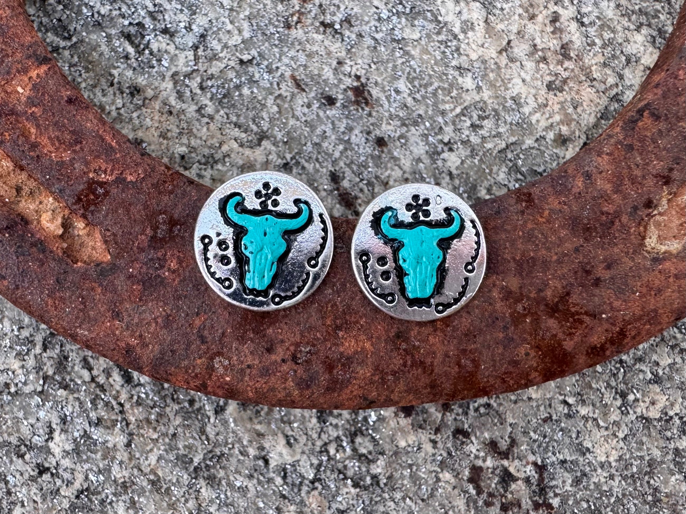 Steer Skull Stud Earrings