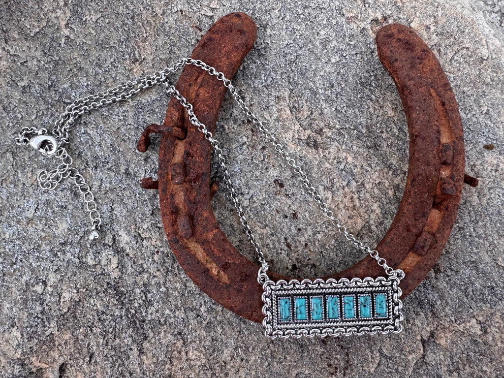 Rectangle Turquoise Bar Necklace
