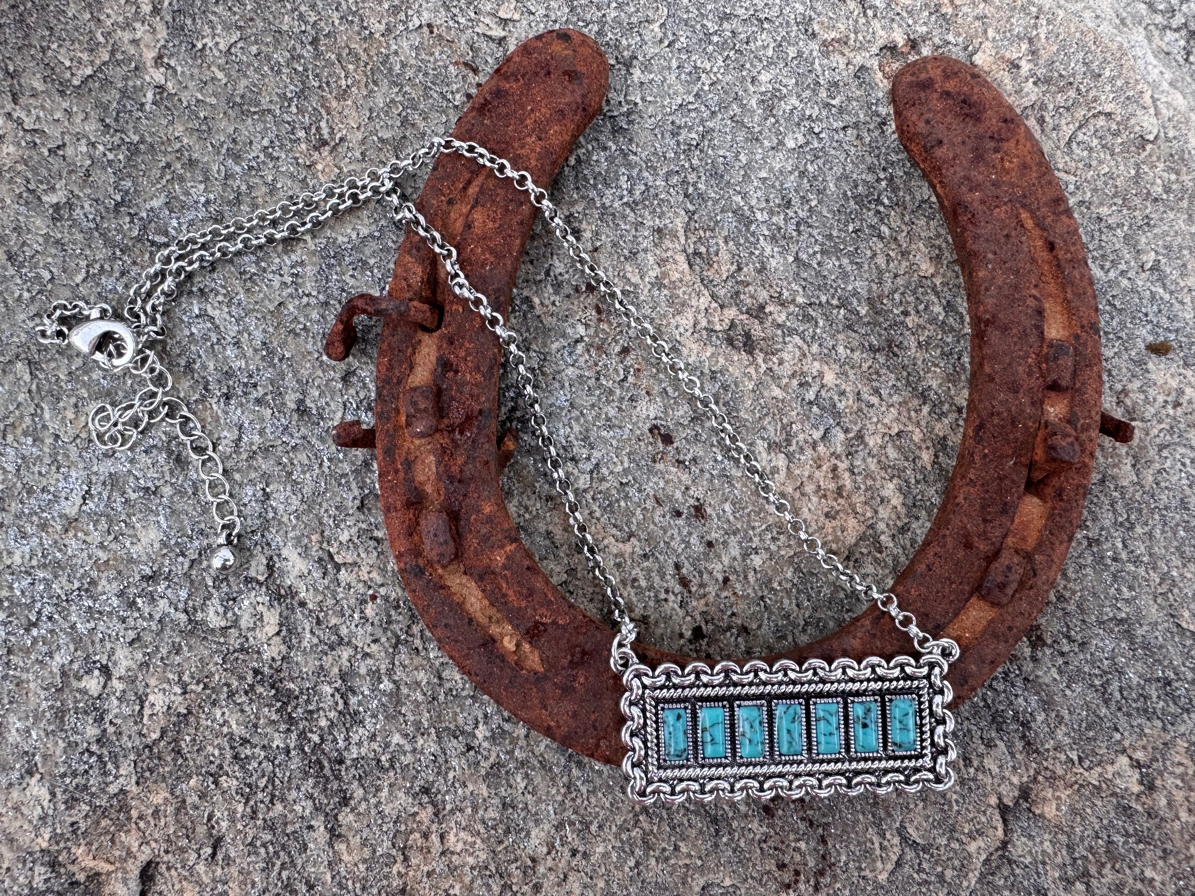 Rectangle Turquoise Bar Necklace
