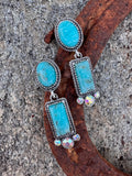 Rectangle Turquoise Dangle Earrings