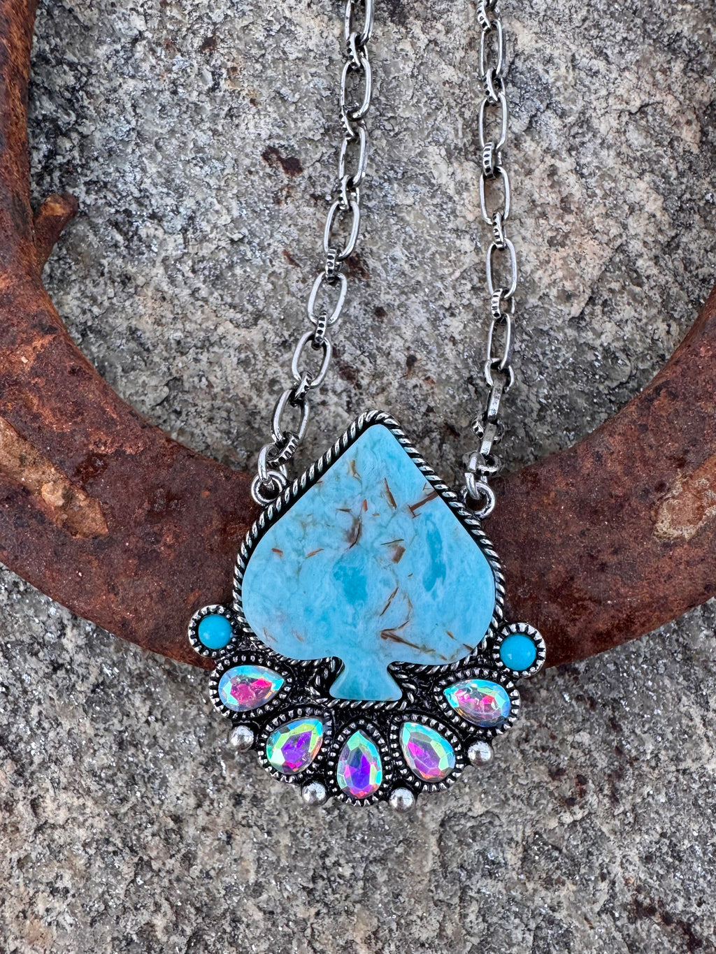 Spade Turquoise Stone Necklace