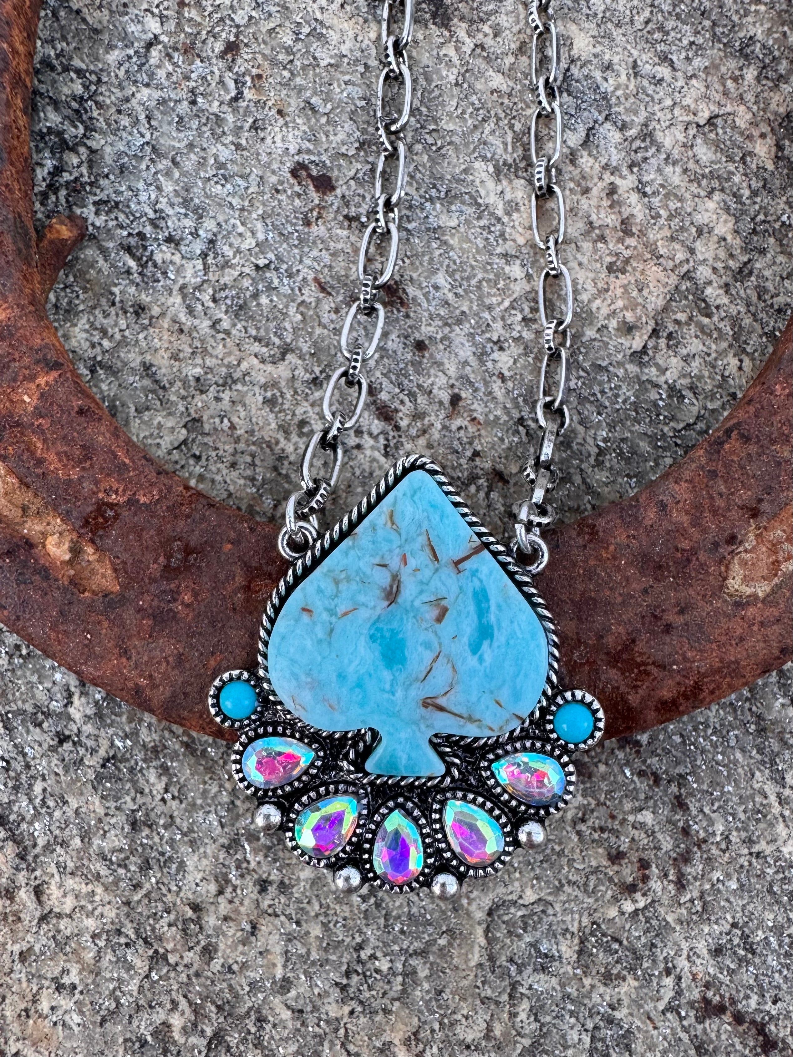 Spade Turquoise Stone Necklace