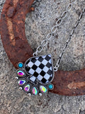 Checkered Spade Rhinestone Necklace
