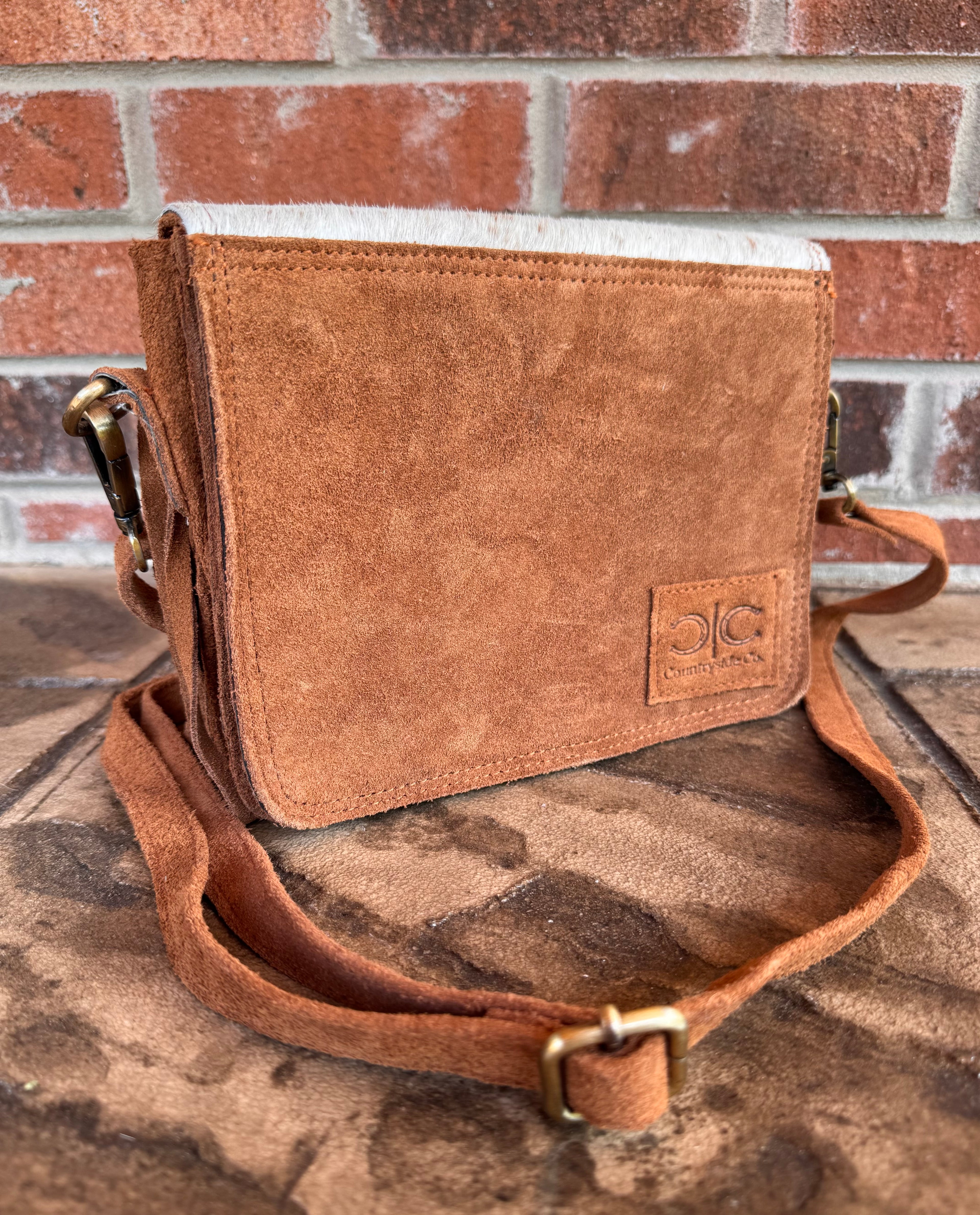 Cowhide and Fringe Suede Crossbody