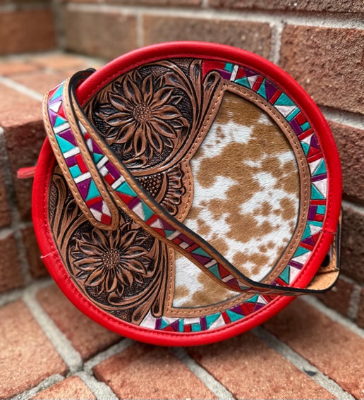 Round Red Leather Bag